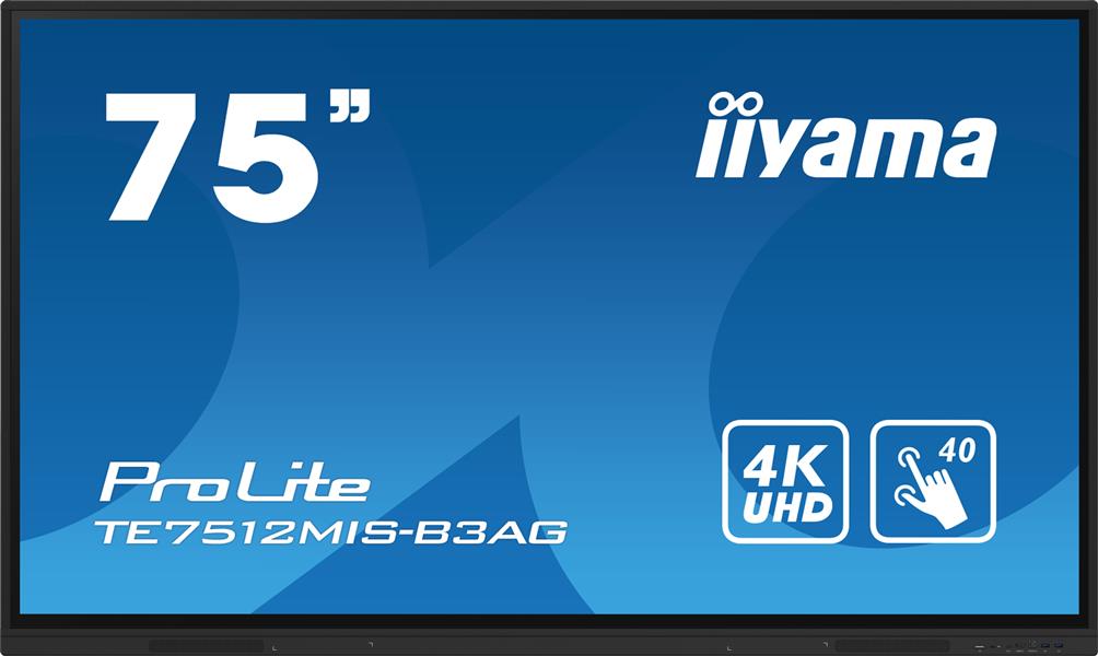 iiyama TE7512MIS-B3AG beeldkrant Kiosk-ontwerp 190,5 cm (75"") LCD Wifi 400 cd/m² 4K Ultra HD Zwart Touchscreen Type processor Android 11 24/7