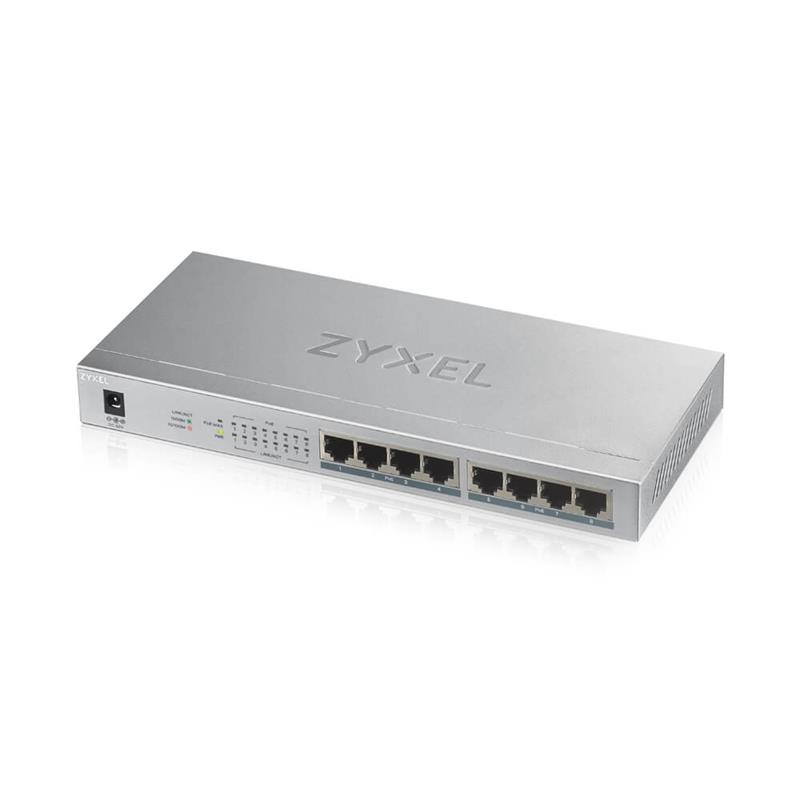 Zyxel GS1008HP Unmanaged Gigabit Ethernet (10/100/1000) Grijs Power over Ethernet (PoE)