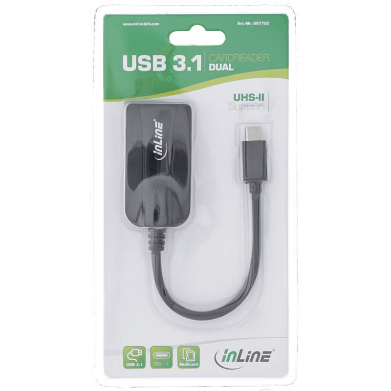 InLine Card reader 3 2 Gen 1 USB-C for SD SDHC SDXC microSD UHS-II compatible