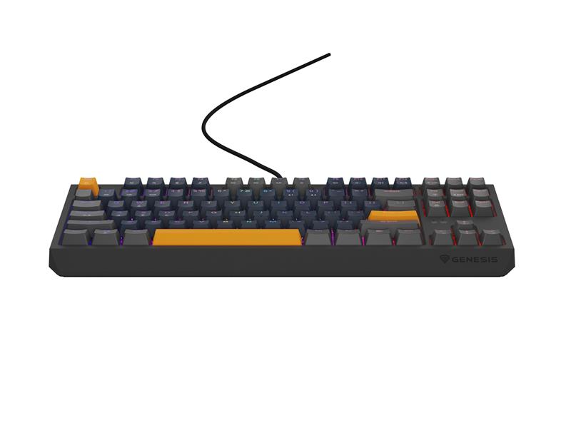 GENESIS THOR 230 TKL toetsenbord Gamen USB + RF Wireless + Bluetooth QWERTY Zwart, Blauw, Grijs, Oranje