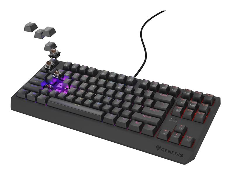 GENESIS Thor 230 TKL toetsenbord Gamen USB QWERTY Amerikaans Engels Zwart