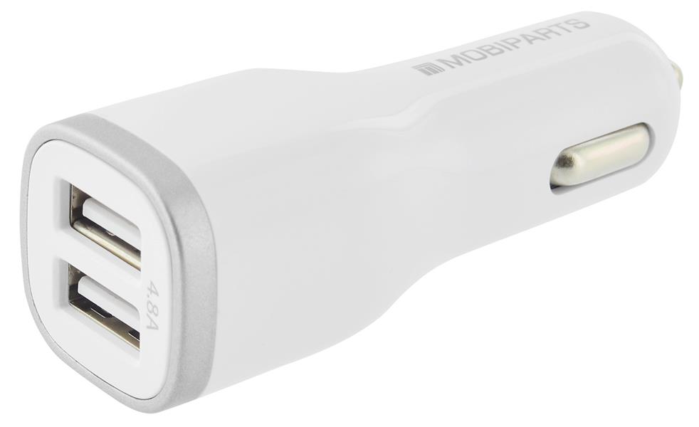 Mobiparts Car Charger Dual USB 4.8A White