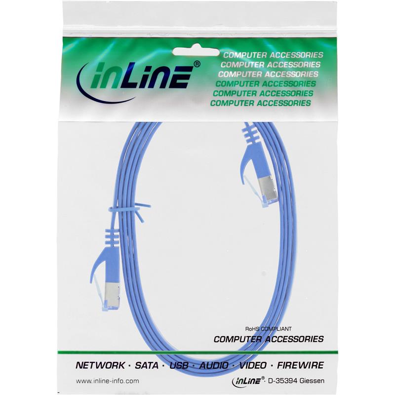 InLine Flat patch cable U FTP Cat 6A blue 2m