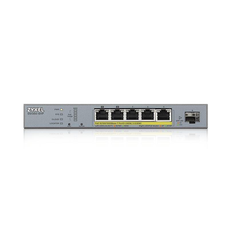 Zyxel GS1350-6HP-EU0101F netwerk-switch Managed L2 Gigabit Ethernet (10/100/1000) Grijs Power over Ethernet (PoE)