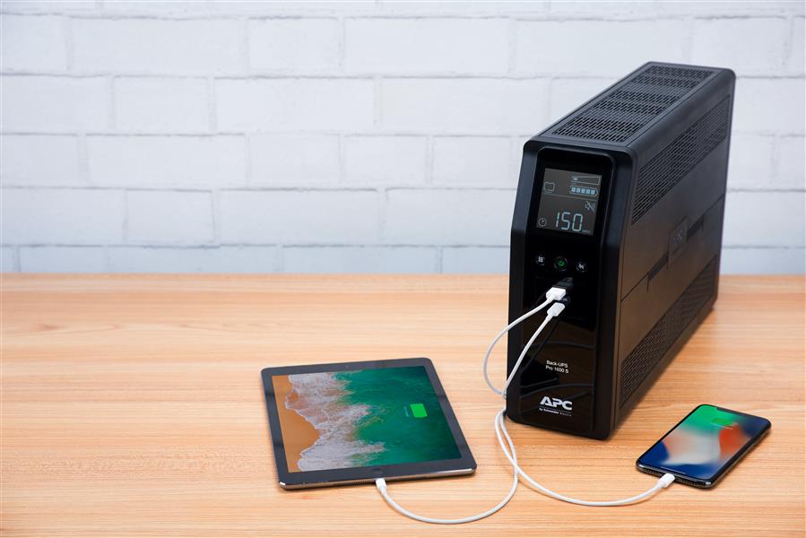 APC Back-UPS PRO BR1600SI - Noodstroomvoeding, 8x C13 uitgang, 2x USB charger (type A & C), 1600VA, USB dataport