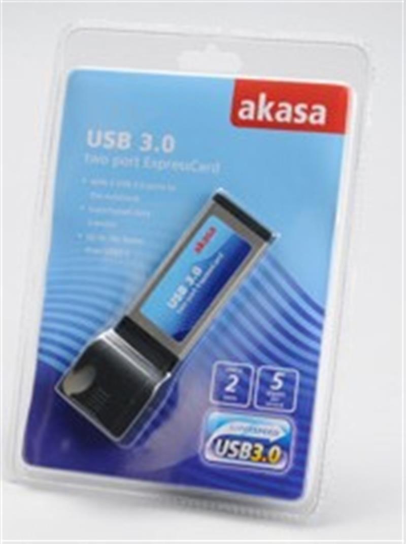 Akasa USB 3 0 Express card with 2 Super Speed USB 3 0 Ports for notebooks