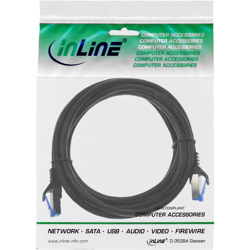 InLine Patch cable Cat 6A S FTP PUR industrial black 3m