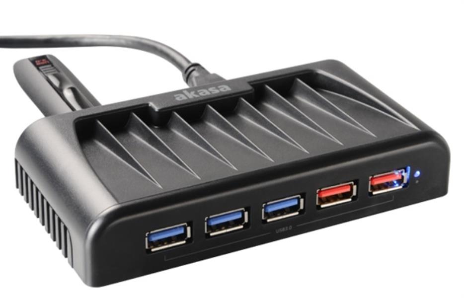 Akasa Connect 7EX 7 port USB 3 0 hub with two fast charging and data ports Power adapter incl 