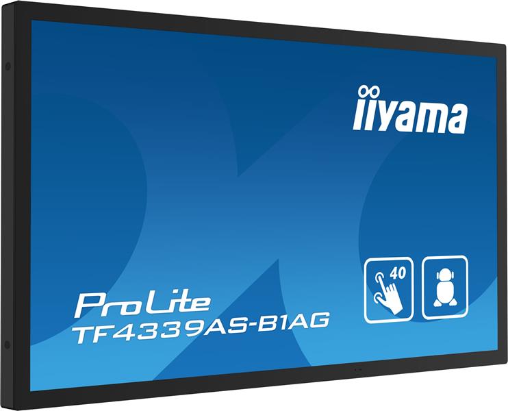 iiyama TF4339AS-B1AG beeldkrant Digitale signage flatscreen 108 cm (42.5"") LED 500 cd/m² 2.4K Ultra HD Zwart Touchscreen Type processor Android 24/7