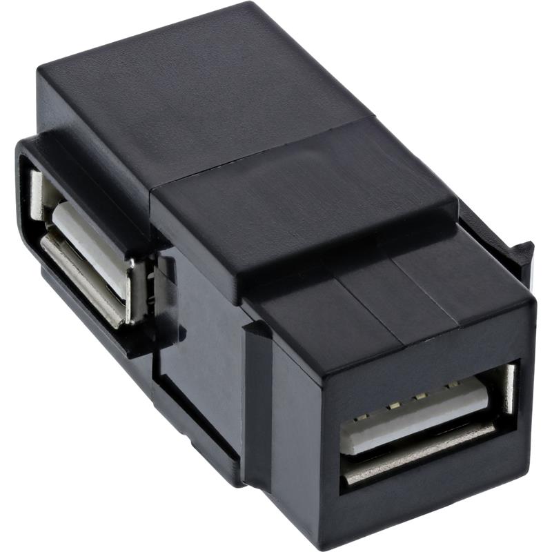 InLine USB 2 0 Snap-In module USB-A F F angled black housing