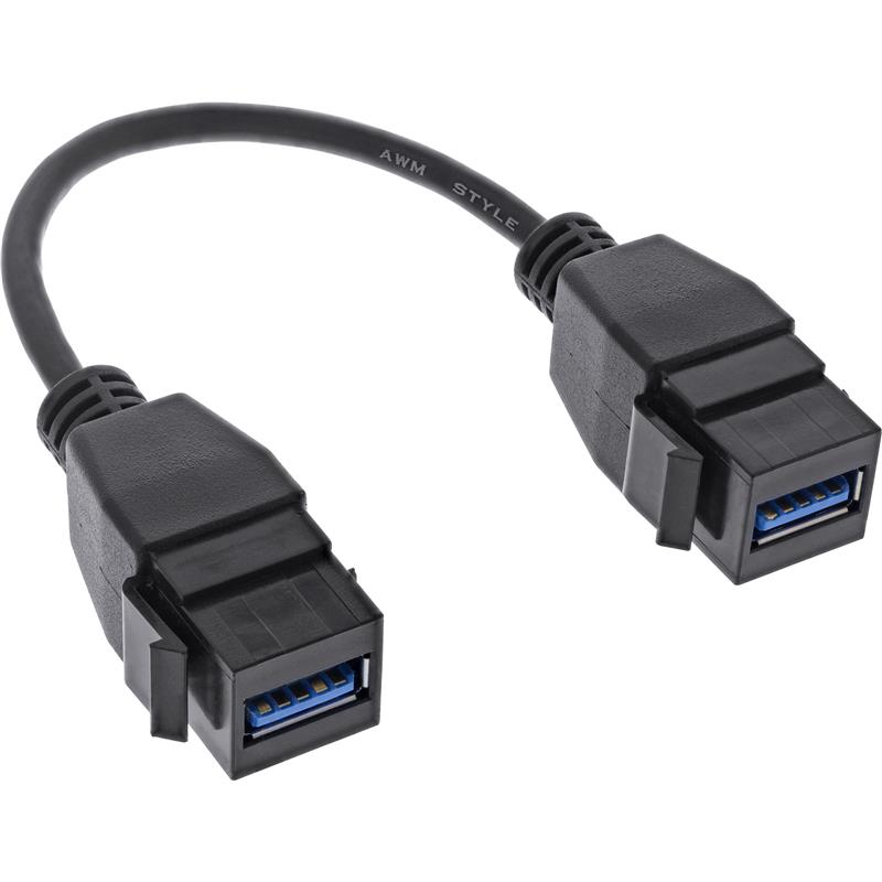 InLine USB 3 2 Gen1 2x keystone adapter cable 2x USB A keystone socket 0 2m