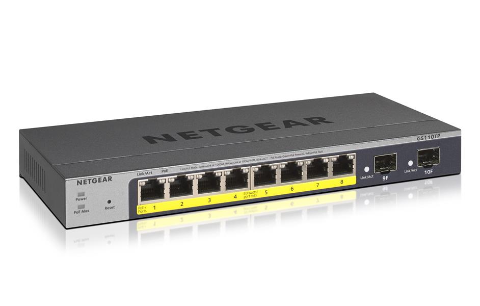Netgear GS110TP Managed L2/L3/L4 Gigabit Ethernet (10/100/1000) Grijs Power over Ethernet (PoE)