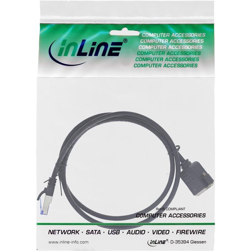InLine Patch cable built-in extension S FTP PiMf Cat 6A halogen-free copper black 1m