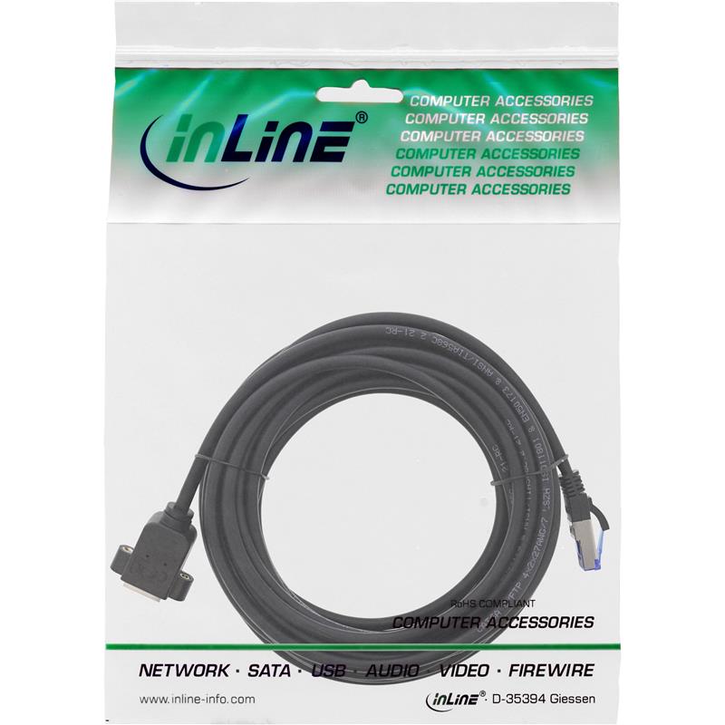 InLine Patch cable built-in extension S FTP PiMf Cat 6A halogen-free copper black 7 5m