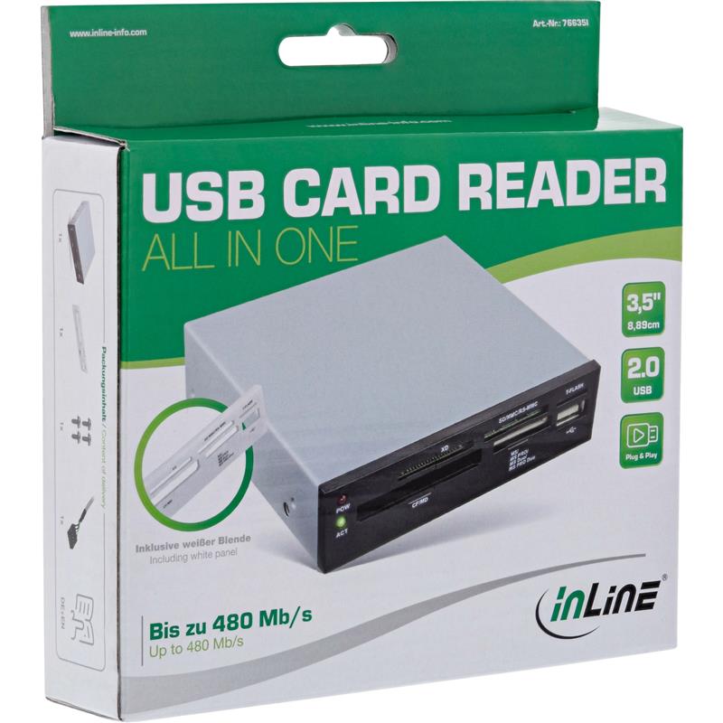 InLine Card Reader USB 2 0 internal all in 1 for 3 5 Floppy Slot