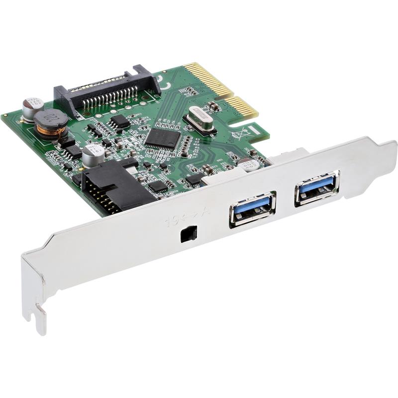 InLine USB 3 1 host controller 2 port A female 19-pin internal with switch PCIe