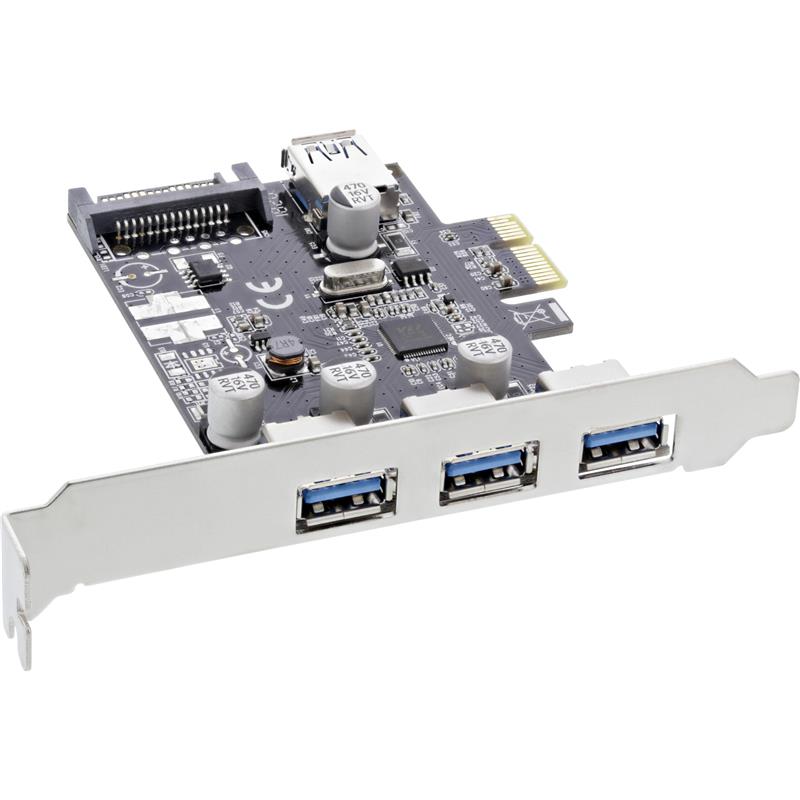 InLine 3 1 Port USB 3 0 Host Controller PCIe with SATA Power and LP Bracket