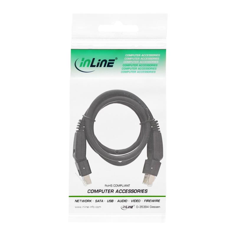 InLine 180° Patch Cable S FTP PiMF Cat 6A 500MHz halogen free Copper black 1m