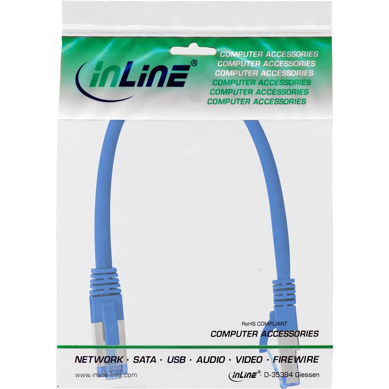 InLine Patch Cable S FTP PiMF Cat 6A halogen free 500MHz blue 0 25m
