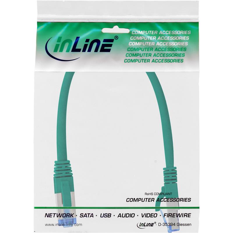 InLine Patch Cable S FTP PiMF Cat 6A halogen free 500MHz green 0 25m