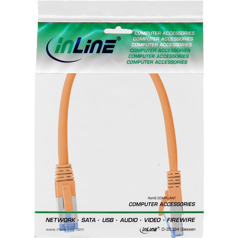 InLine Patch Cable S FTP PiMF Cat 6A halogen free 500MHz orange 0 3m