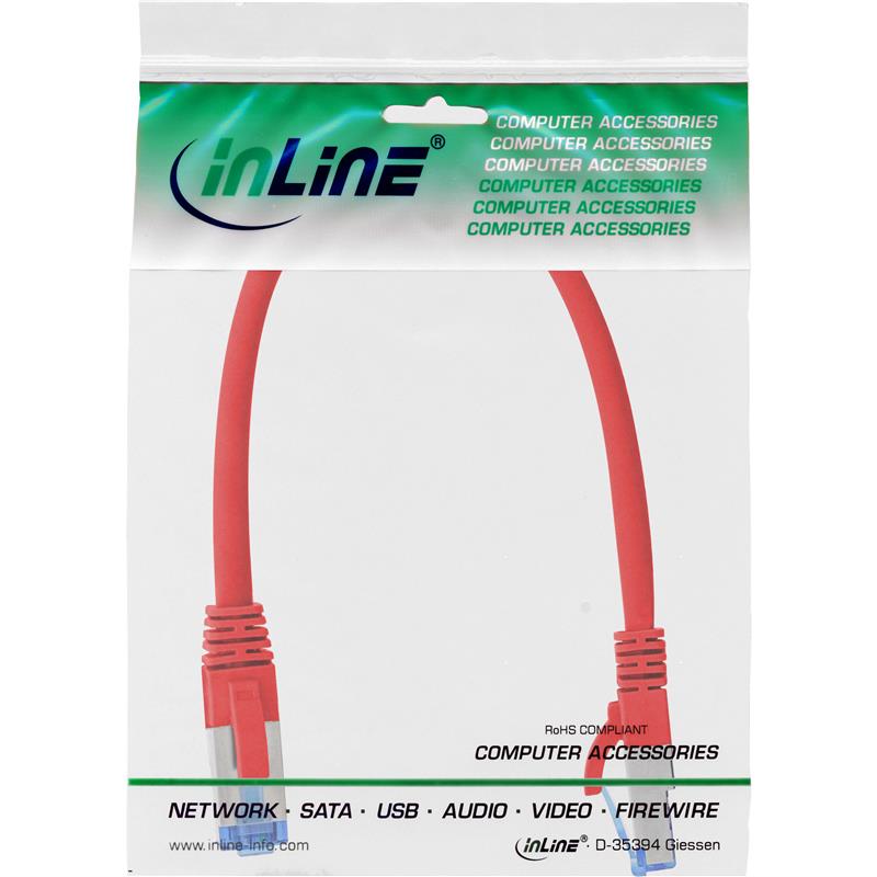 InLine Patch Cable S FTP PiMF Cat 6A halogen free 500MHz red 0 3m
