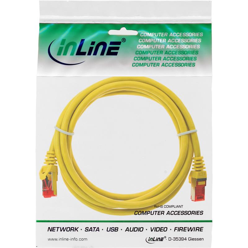InLine Patch Cable S FTP PiMF Cat 6 250MHz copper halogen free yellow 3m