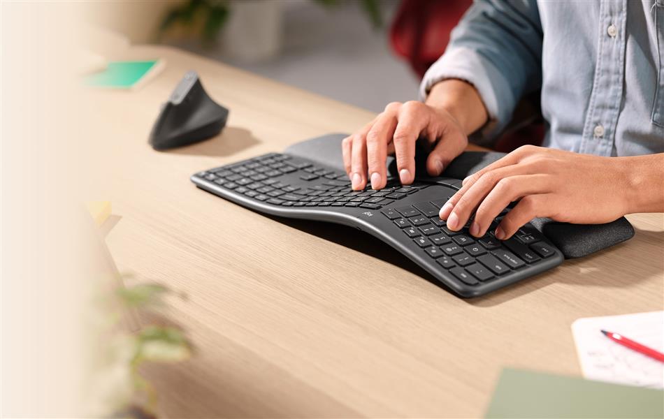 Logitech Ergo K860 toetsenbord RF-draadloos + Bluetooth QWERTY Scandinavisch Grafiet