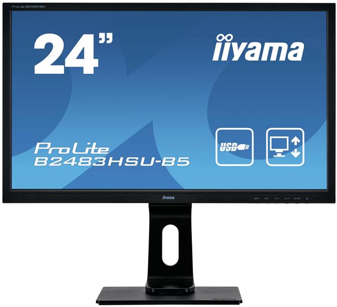 iiyama ProLite B2483HSU-B5 computer monitor 61 cm (24"") 1920 x 1080 Pixels Full HD LED Flat Mat Zwart