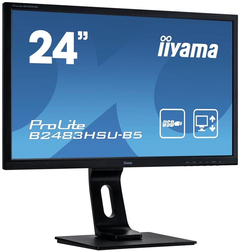 iiyama ProLite B2483HSU-B5 computer monitor 61 cm (24"") 1920 x 1080 Pixels Full HD LED Flat Mat Zwart