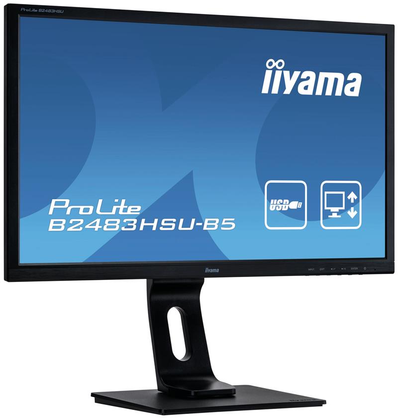 iiyama ProLite B2483HSU-B5 computer monitor 61 cm (24"") 1920 x 1080 Pixels Full HD LED Flat Mat Zwart
