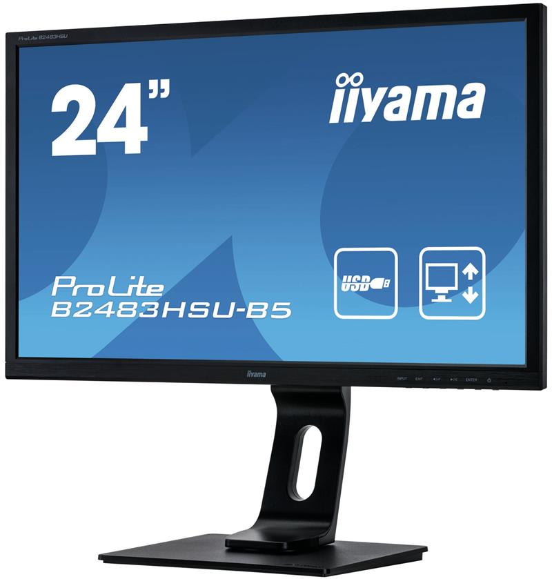 iiyama ProLite B2483HSU-B5 computer monitor 61 cm (24"") 1920 x 1080 Pixels Full HD LED Flat Mat Zwart