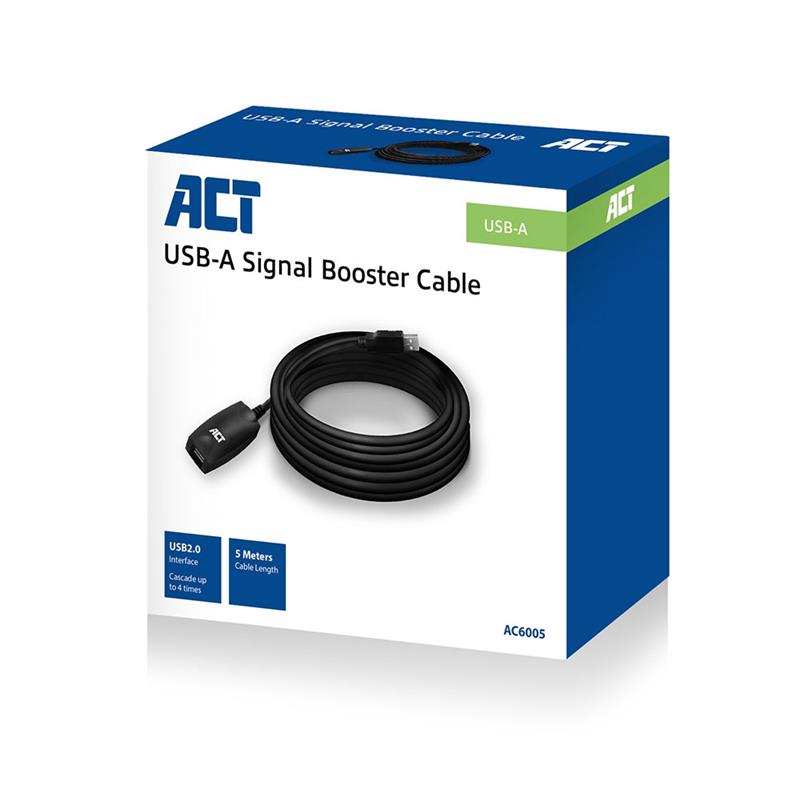 ACT AC6005 USB 2.0 Signaalversterker, 5 meter