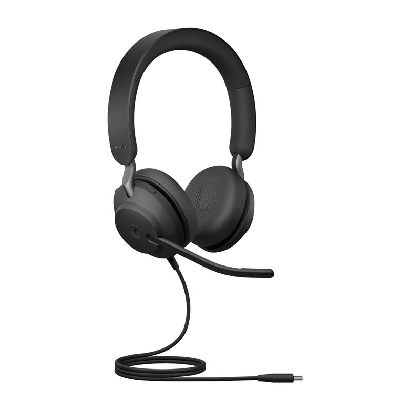 Jabra Evolve2 40, MS Stereo Headset Bedraad Hoofdband Kantoor/callcenter USB Type-C Zwart
