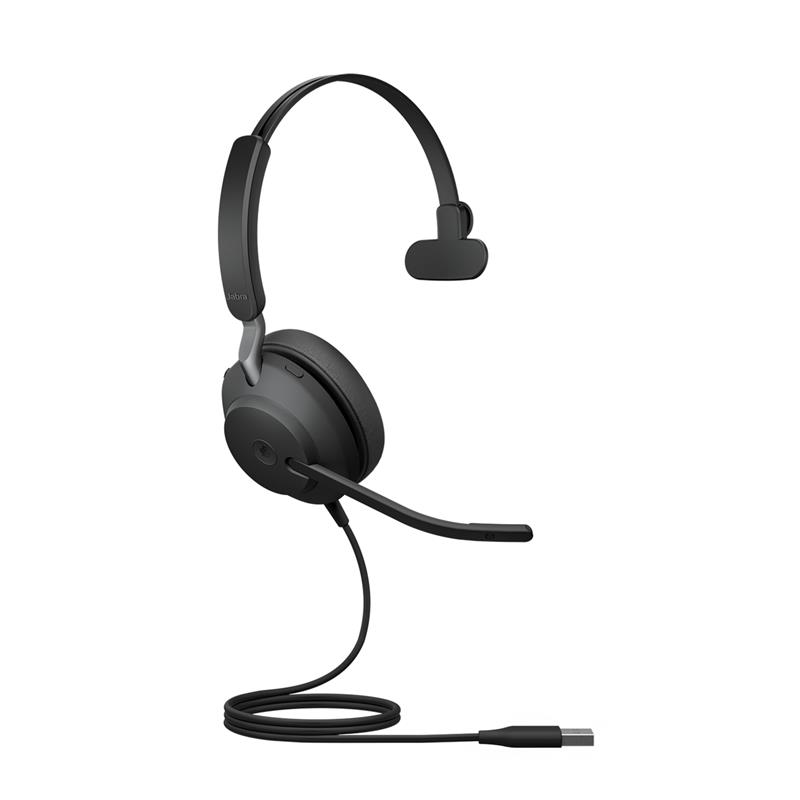 Jabra Evolve2 40, MS Mono Headset Bedraad Hoofdband Kantoor/callcenter USB Type-A Zwart