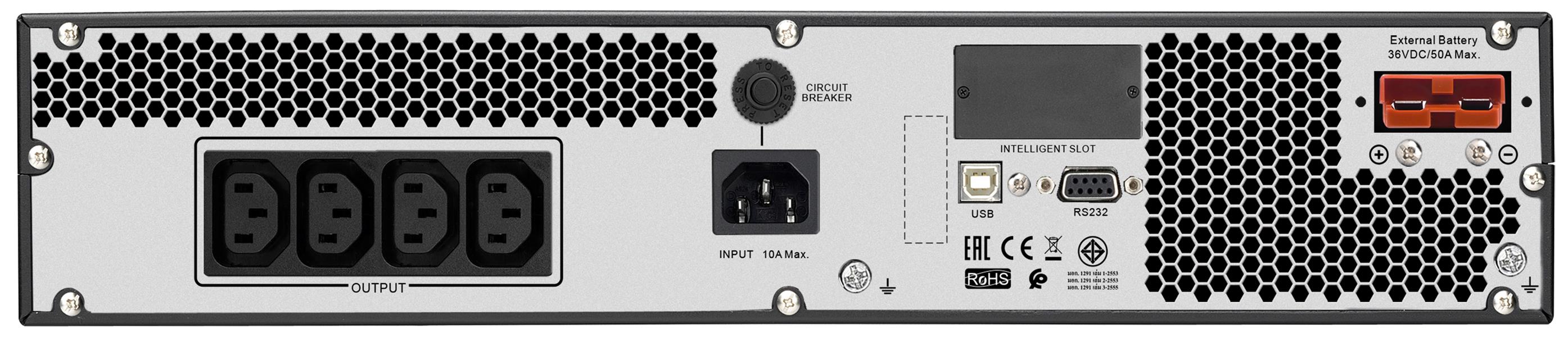 APC Easy-UPS On-Line 1000VA Noodstroomvoeding 4x C13, USB, Railkit, extendable runtime