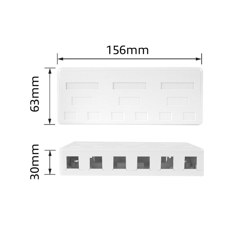 ACT Unloaded Surface keystone mount box voor 6 keystone jacks