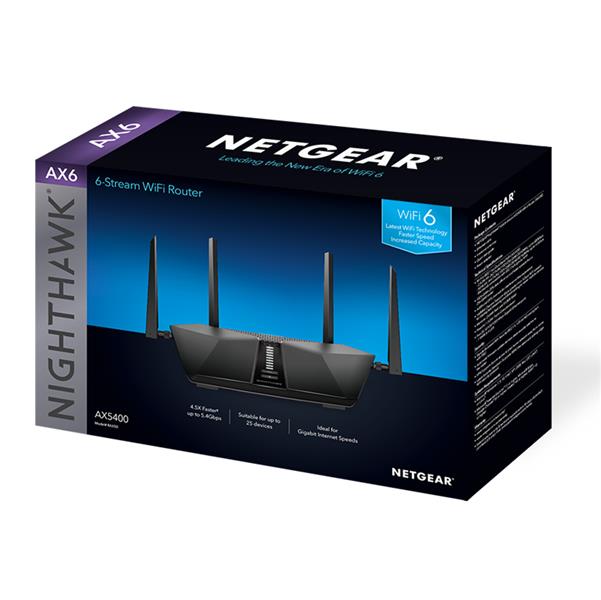 Netgear Nighthawk AX5400 draadloze router Dual-band (2.4 GHz / 5 GHz) Gigabit Ethernet Zwart