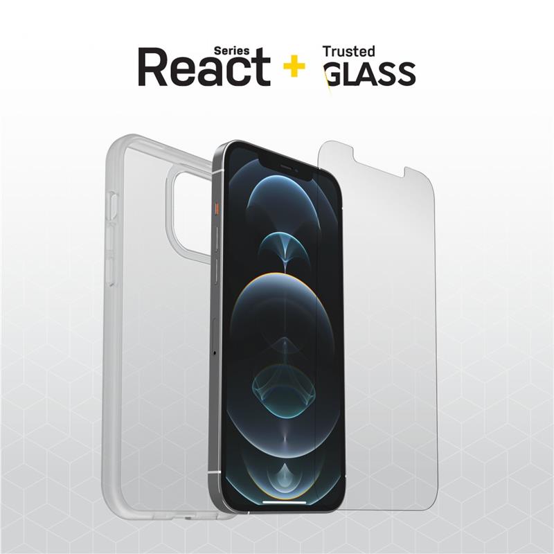 OtterBox React + Trusted Glass Series voor Apple iPhone 12/iPhone 12 Pro, transparant
