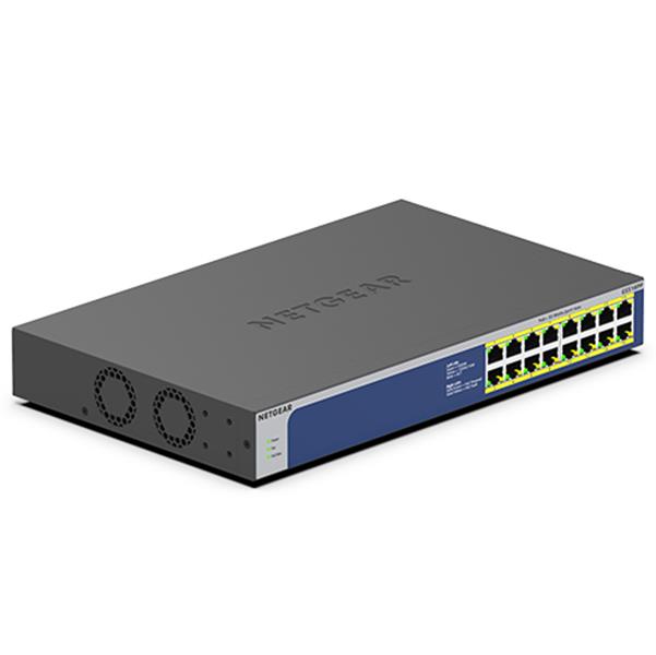 Netgear GS516PP Unmanaged Gigabit Ethernet (10/100/1000) Blauw, Grijs Power over Ethernet (PoE)