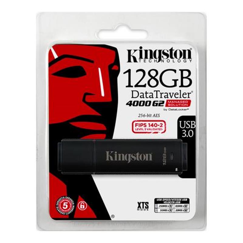 Kingston Technology DataTraveler 4000G2 USB flash drive 128 GB USB Type-A 3 2 Gen 2 3 1 Gen 2 Zwart
