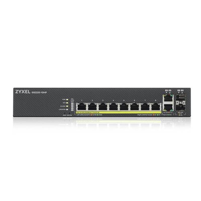 Zyxel GS2220-10HP-EU0101F netwerk-switch Managed L2 Gigabit Ethernet (10/100/1000) Power over Ethernet (PoE) Zwart