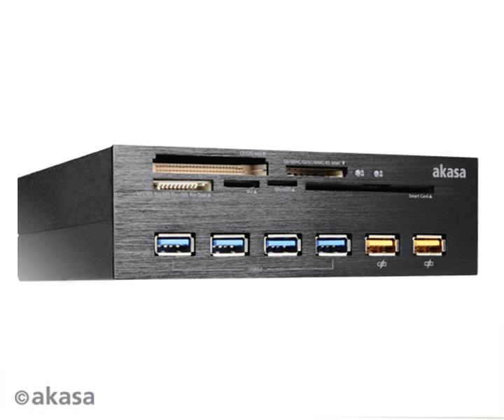 Akasa 5 25 Interconnect EX Ali Panel with USB 4xUSB3 0 2xUSB Fast Charge USB3 0 card reader Smart card reader