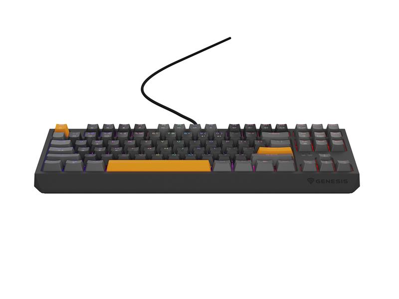 GENESIS Thor 230 TKL toetsenbord Gamen USB + RF Wireless + Bluetooth QWERTY Zwart, Grijs, Oranje