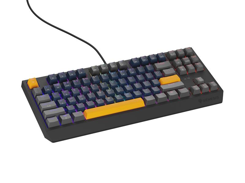 GENESIS THOR 230 TKL toetsenbord Gamen USB + RF Wireless + Bluetooth QWERTY Zwart, Blauw, Grijs, Oranje