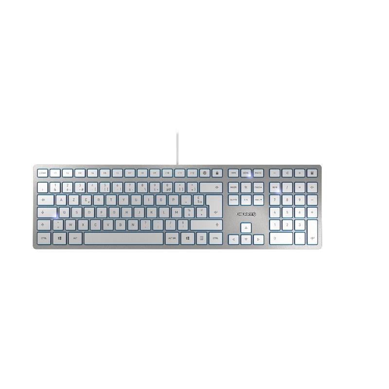 CHERRY KC 6000 Slim toetsenbord USB AZERTY Belgisch Zilver, Wit