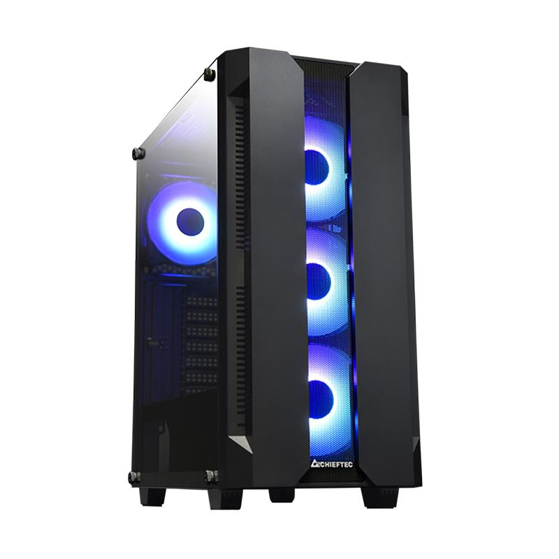 Chieftec Hunter Black ATX Gaming case T Glass 4xRGB fan