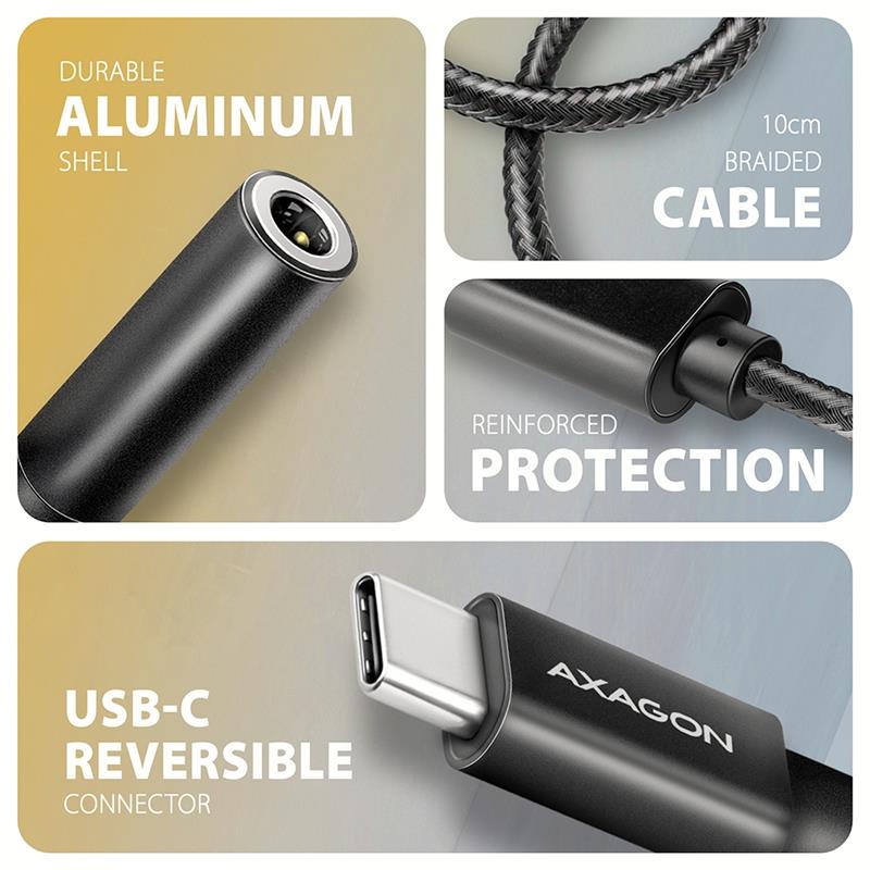 Axagon ADA-HC audio kabel 0,1 m 3.5mm USB Type-C Zwart