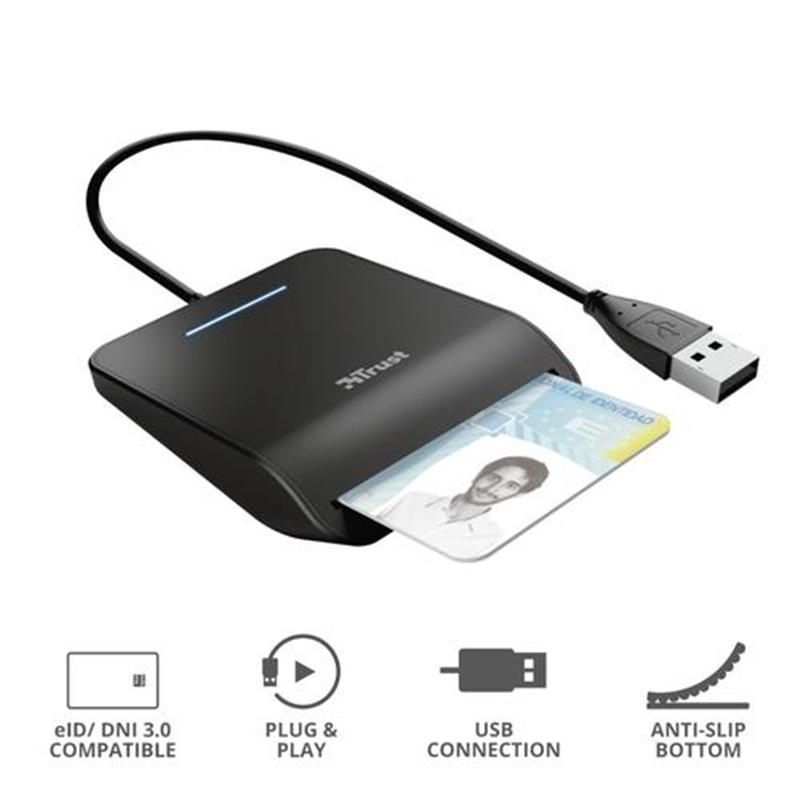 Trust Primo smart card reader Binnen CardBus+USB 2.0 Zwart