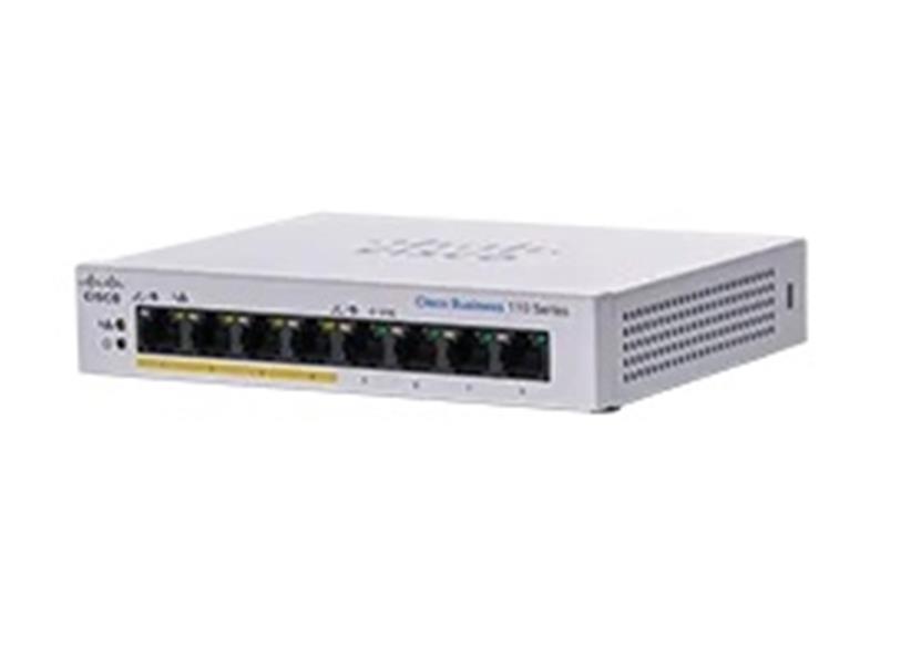 Cisco CBS110-8PP-D Unmanaged L2 Gigabit Ethernet (10/100/1000) Power over Ethernet (PoE) Grijs
